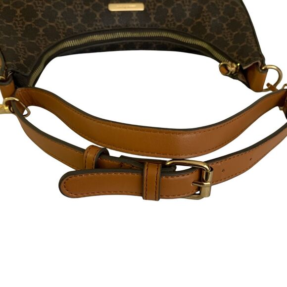 Nanette Lepore Brown and Tan Monogram Hobo Shoulder Bag Small - Picture 7 of 11